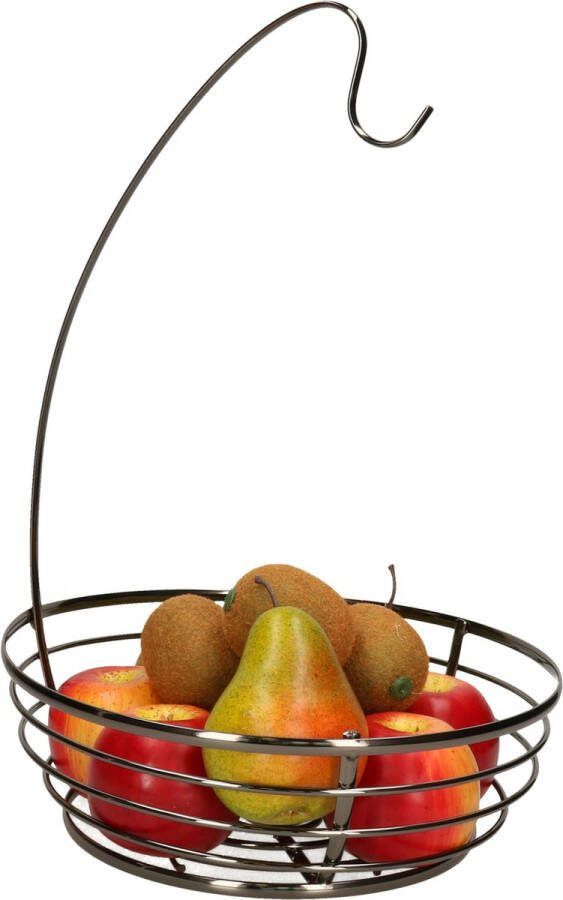 Cosy&Trendy Cosy & Trendy Fruitschaal met bananenhouder metaal D28 x H40 cm zwart rond