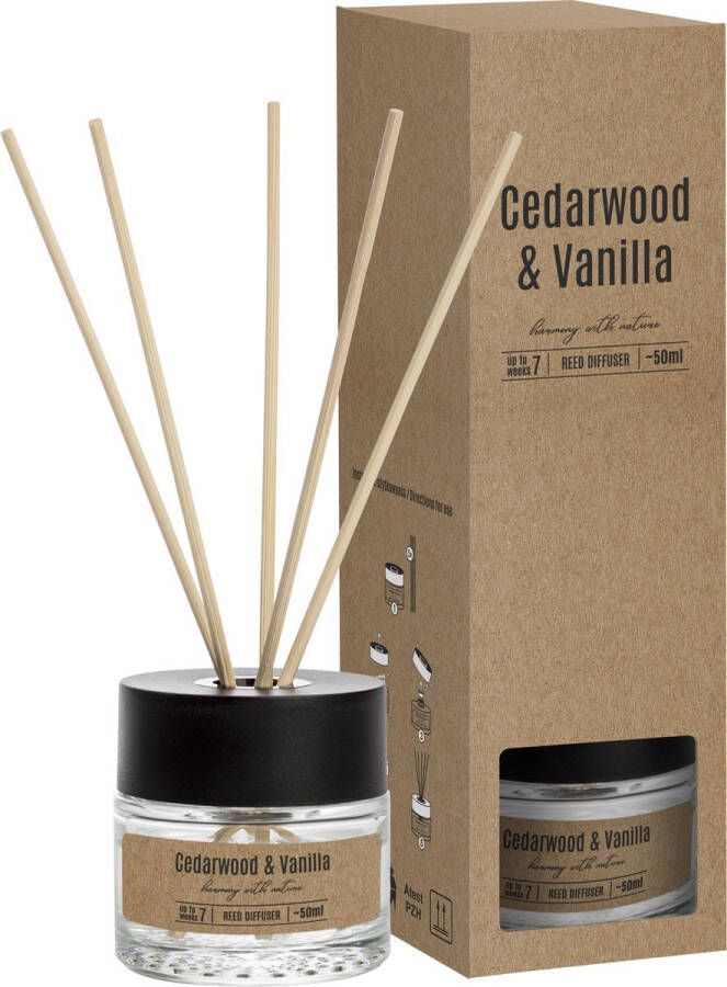 Cosy&Trendy Kraft Geurdiffuser 50ml D6.3xh21cmcedarwood Vanilla (set van 6)