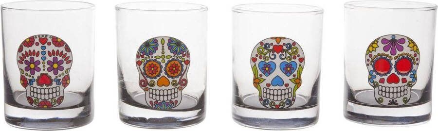 Cosy&Trendy Cosy & Trendy glas s4 tiki print doodskop kleur 7.5x6.8