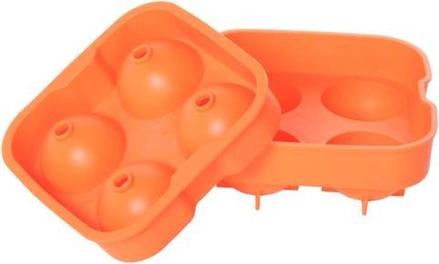Cosy&Trendy IJsblokhouder 4x XL ballen Ø 4 5 cm silicone Oranje