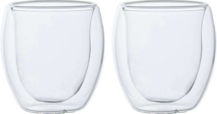 Cosy & Trendy Set van 2x dubbelwandige espresso koffieglaasjes 80 ml Koffie- en theeglazen