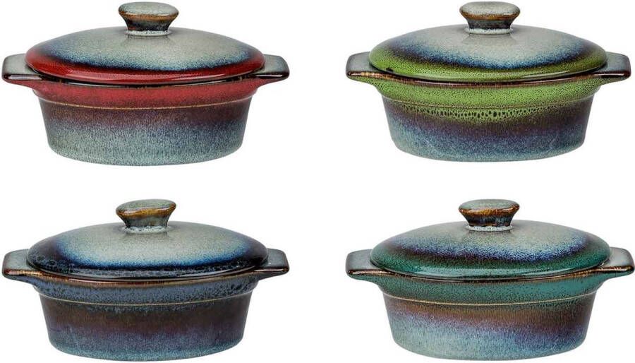 Cosy&Trendy Jamiro Mix Cheesebaker Oval- 4-set 13x9.5xh5.5cm With Lid 30cl