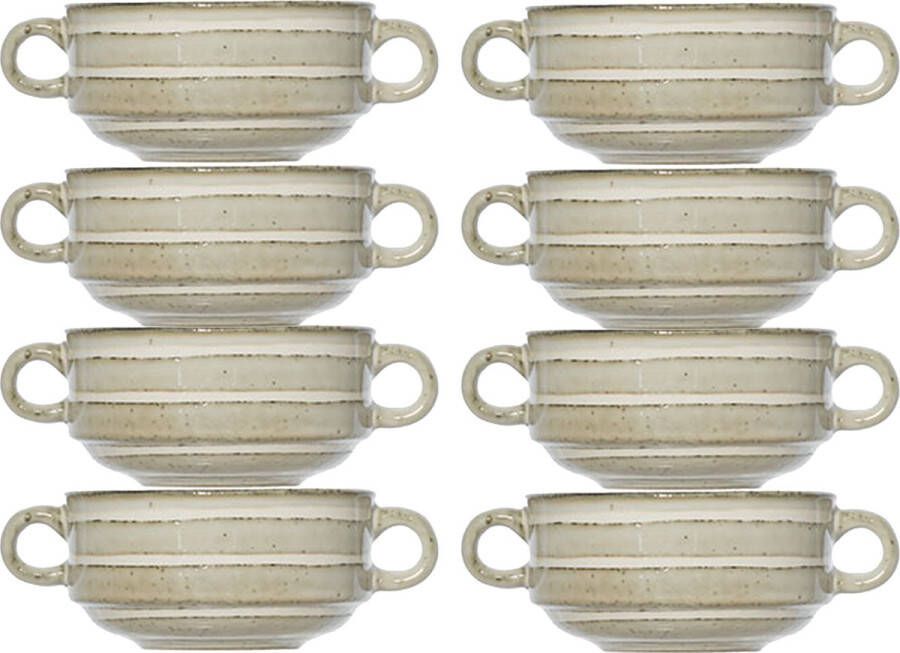 Cosy&Trendy Cosy & Trendy Kommetjes soepkommen voor dessert ontbijt 8x Keramiek D11 x 6 cm groen print