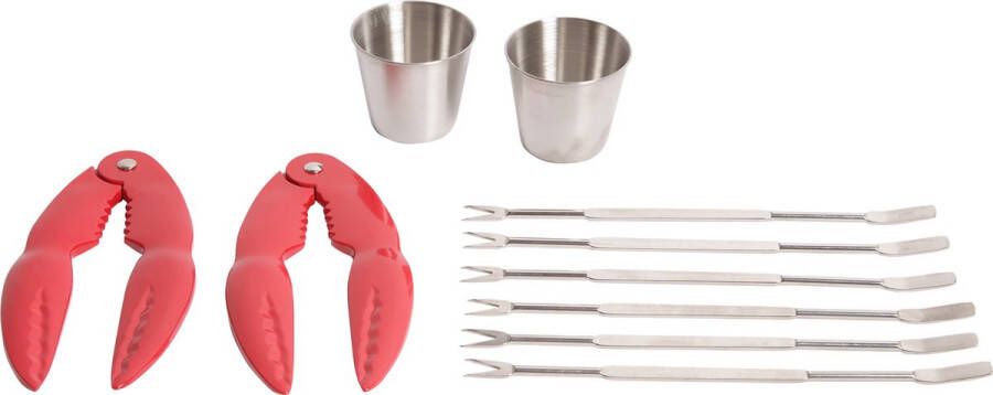 Cosy&Trendy Kreeften Bestekset inclusief Sausbakjes 10-delig 6 persoons Kreeftenset Cadeau voor hem haar Tafelgerei Schaaldieren Lobster Set Zeevruchtenset Krab Escargot Kreeftenvork