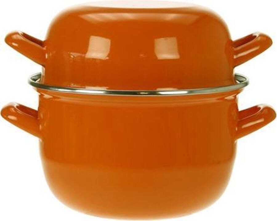 Cosy & Trendy Mosselpan Emaille Oranje ø 18 cm 2.8 liter geëmailleerde anti-aanbaklaag