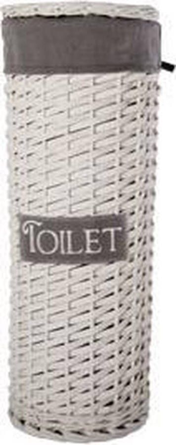 Cosy&Trendy Opbergmand 'toilet' riet met grijze stof 17x16x47 cm