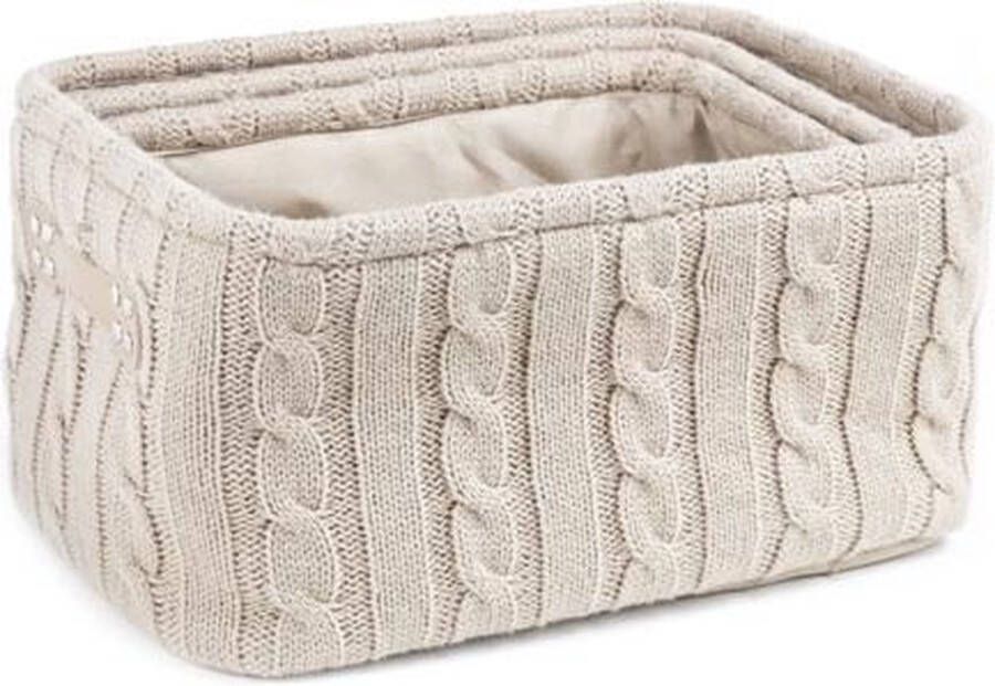 Cosy&Trendy Opbergmandjes rechthoekig beige Set-3