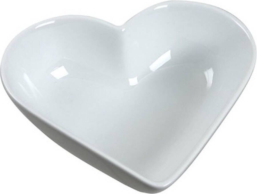 Cosy&Trendy Serveer schaaltjes wit hartjes vorm 14.5 x 12.5 cm Hapjes sausjes nootjes tapas Valentijn Bruiloft