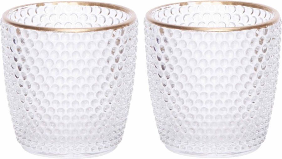 Cosy&Trendy Set van 10x stuks theelichthouders waxinelichthouders glas bubbels transparant 7 5 cm Windlichtjes kaarsenhouders