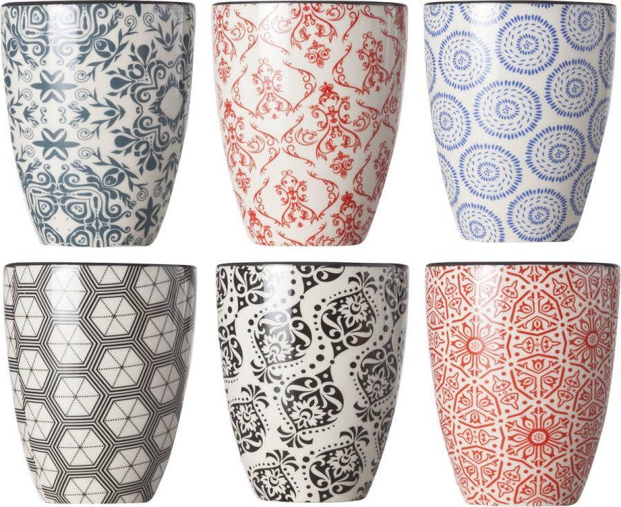 Cosy&Trendy Set van 12x stuks kopjes bekers Delirio 20 cl Gekleurde koffie thee mokken zonder oor