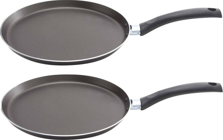 Cosy & Trendy Set van 2x stuks aluminium pannekoekenpan Chef-line Pro met anti-aanbak laag 24 cm Koekenpannen