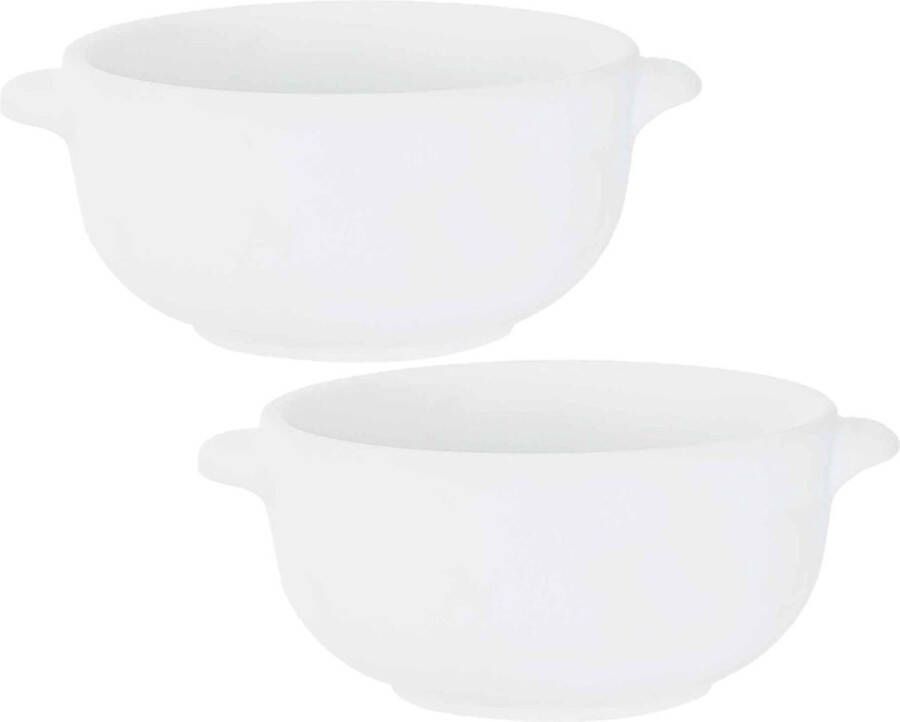 Cosy&Trendy Set van 2x stuks kleine snackschaaltjes wit van porselein 10 cm rond Klein kommetje schaaltje