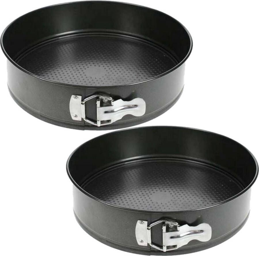 Cosy & Trendy Set van 2x stuks taart bakvorm springvorm zwart 24 cm met antiaanbaklaag Bakringen
