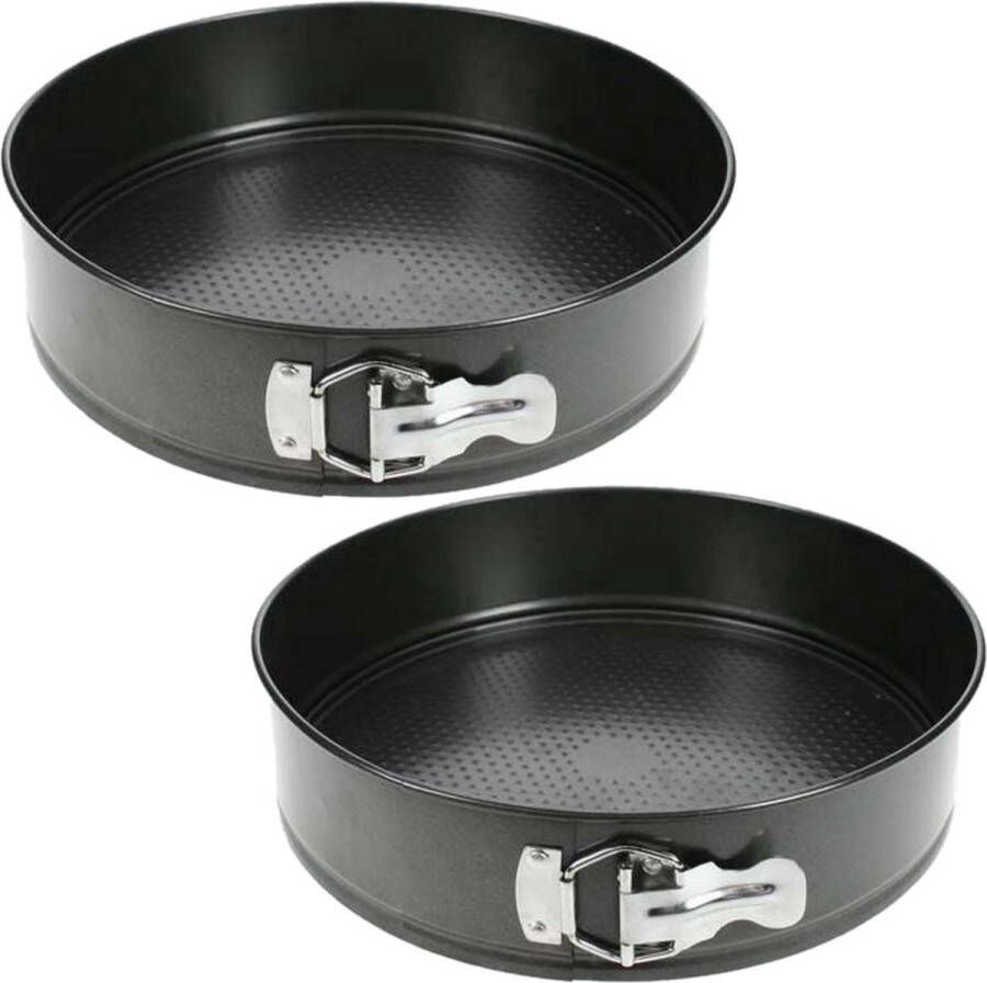 Cosy & Trendy Set van 2x stuks taart bakvorm springvorm zwart 28 cm met antiaanbaklaag Bakringen
