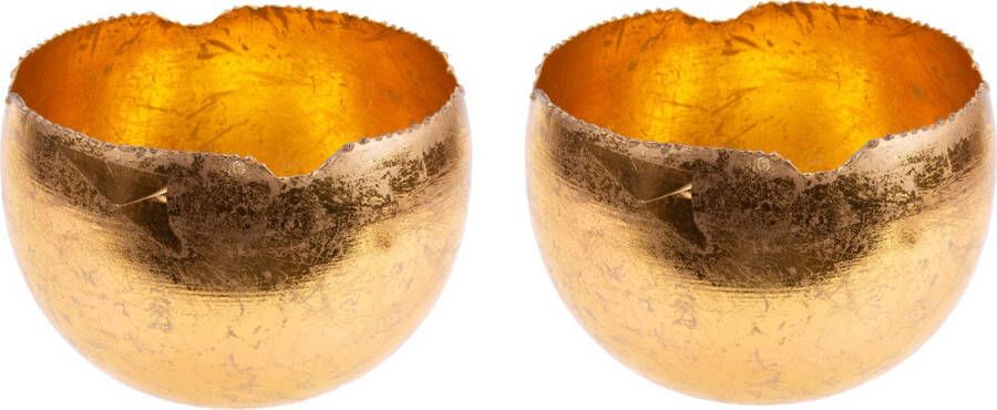 Cosy&Trendy Set van 2x stuks theelichthouders waxinelichthouders goud metaal 15 cm Windlichtjes kaarsenhouders
