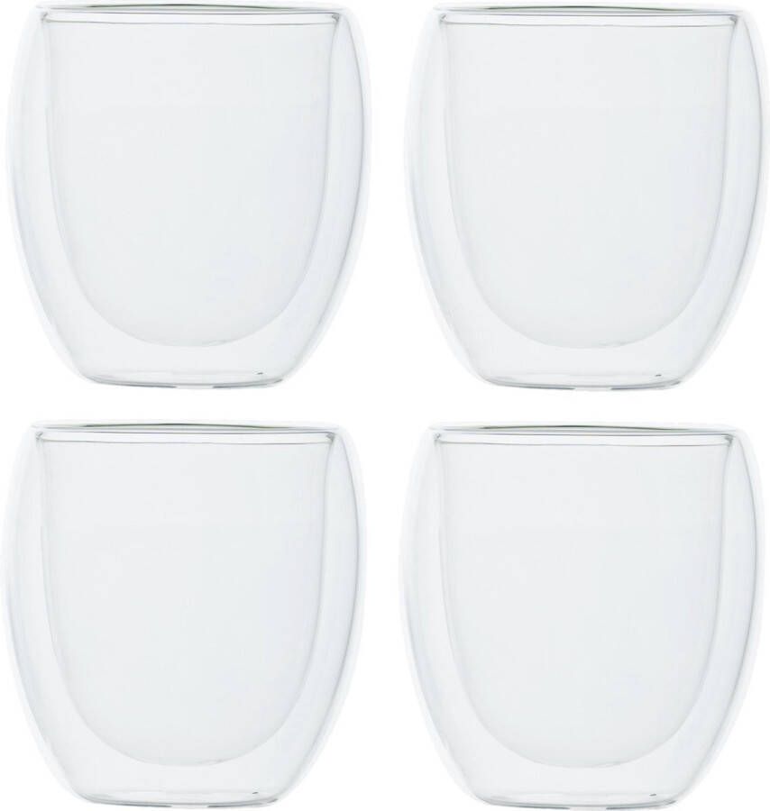 Cosy&Trendy Set van 4x dubbelwandige koffieglazen cappuccino glazen 300 ml Dubbelwandige glazen voor koffie