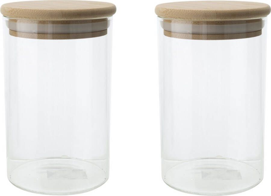 Cosy&Trendy Set van 5x stuks voorraadpot bewaarpot 500 ml glas met houten deksel keuken voorraadbussen