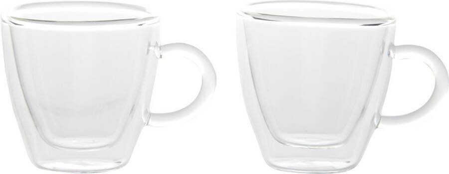 Cosy&Trendy Set van 6x dubbelwandige koffie espresso glazen 60 ml transparant Espresso bekers en glazen