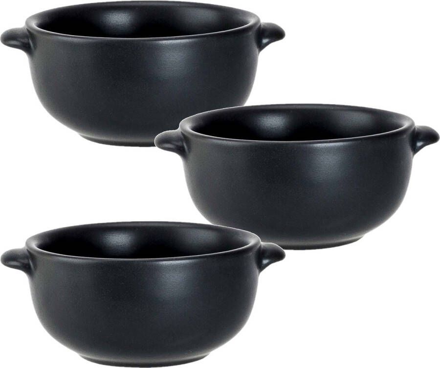 Cosy&Trendy Set van 6x stuks kleine tapas amuse soepkommetjes zwart van porselein 10 cm rond Klein kommetje schaaltje