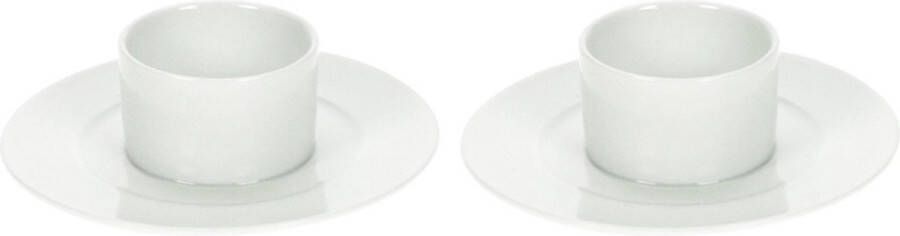 Cosy&Trendy Set van 8x eierdopjes van porselein wit 11 cm Houders voor gekookte eieren Ontbijt en lunch Pasen tafeldecoratie