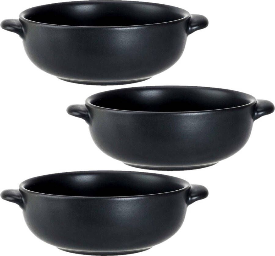 Cosy&Trendy Set van 8x stuks tapas amuse soepkommetjes zwart van porselein 13 cm rond Klein kommetje schaaltje