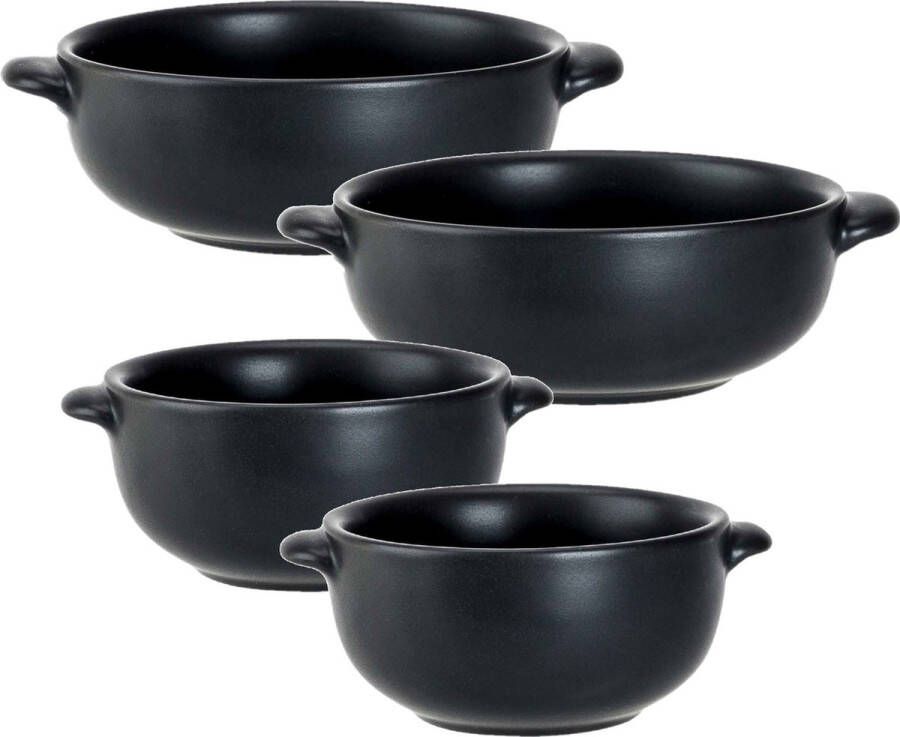 Merkloos Sans marque Set van 8x stuks tapas amuse snack schaaltjes zwart van porselein 10 en 13 cm rond Kleine kommetjes bakjes