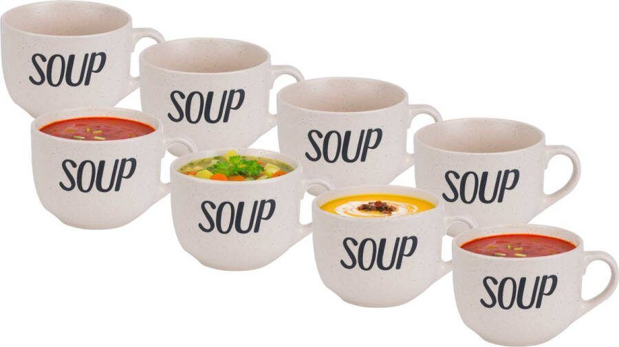 Cosy&Trendy Cosy & Trendy Soepbekers soepkommen 8x creme wit 11 cm 510 ml keramiek