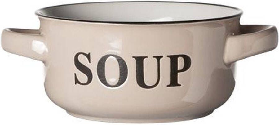Cosy&Trendy Soup Bowl Cream D13.5xh6.5cmwith Text Soup- Handles 47cl