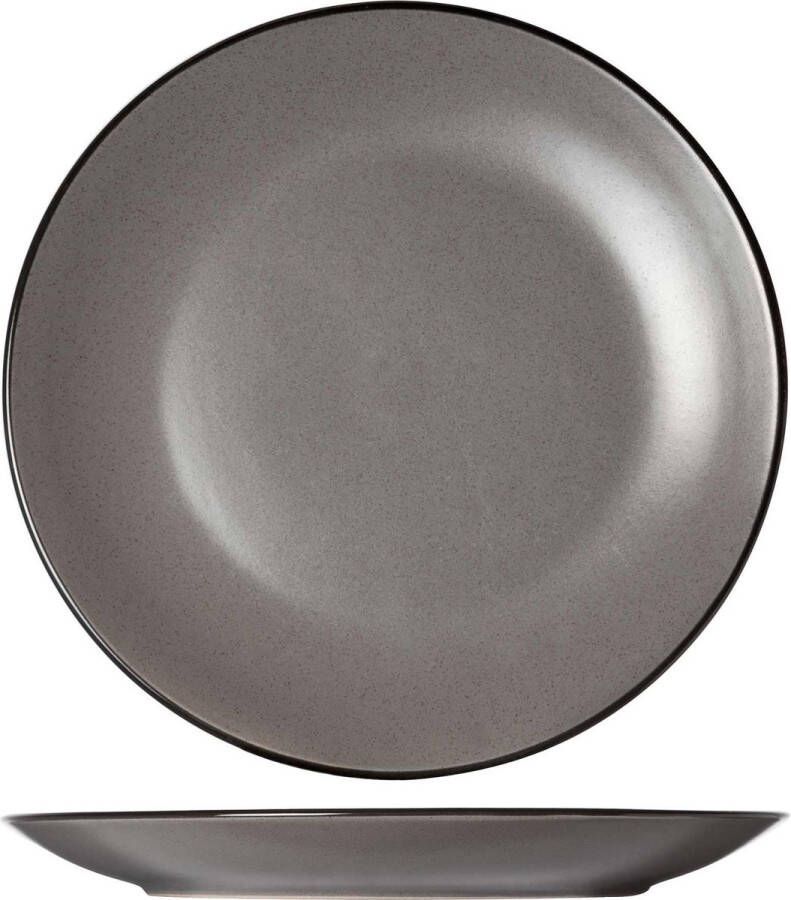 Cosy&Trendy Speckle Grey plat bord 27cm met zwarte boord Set van 6