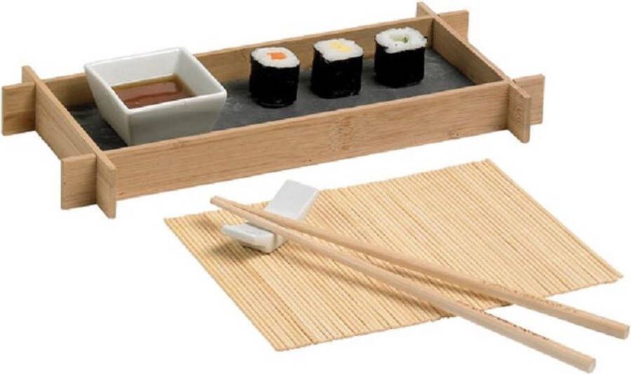 Cosy & Trendy Bamboe sushi serveerset voor 1 persoon 6-delig Serveerschalen