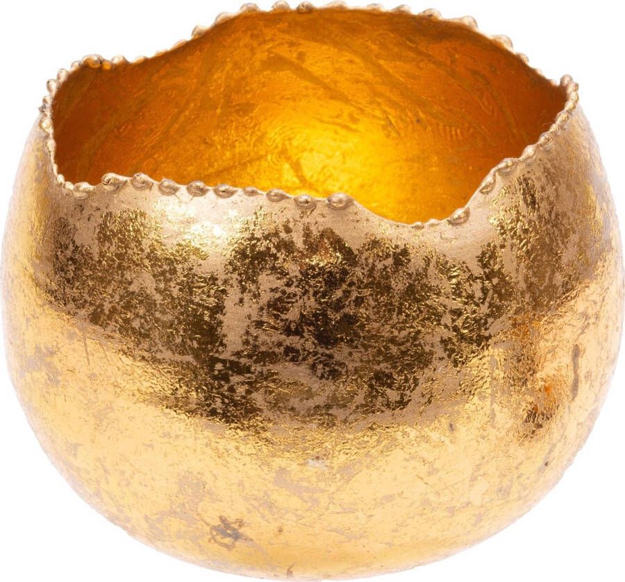 Cosy&Trendy Theelichthouders waxinelichthouders glas goud metaal 10 cm Windlichtjes kaarsenhouders