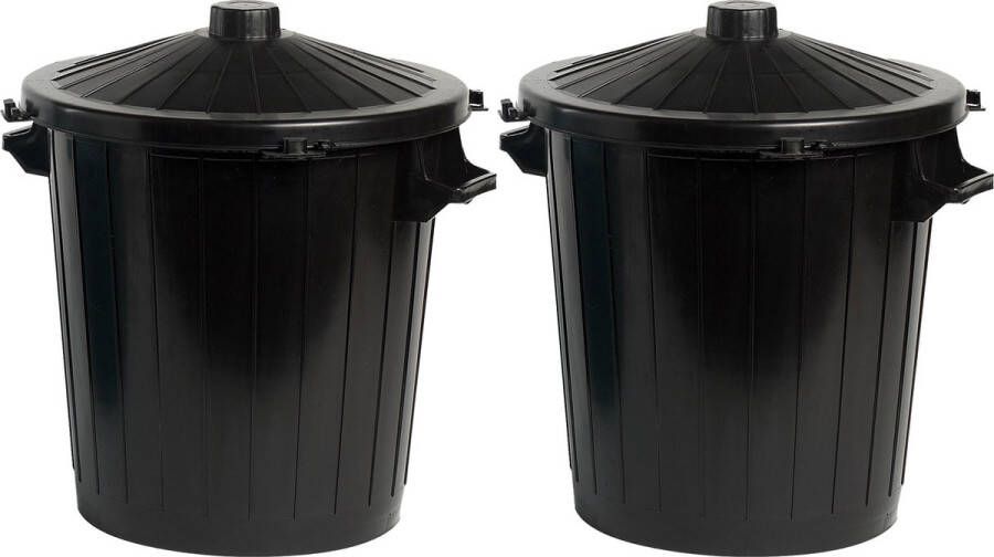 Cosy&Trendy Cosy & Trendy Wasmand met deksel 2x 50 liter zwart 55 x 49 x 58 cm