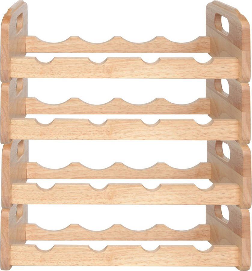 Cosy&Trendy Cosy & Trendy Wijnrek voor 4x flessen 4x hout kleur stapelbaar 45 x 22 x 12 cm