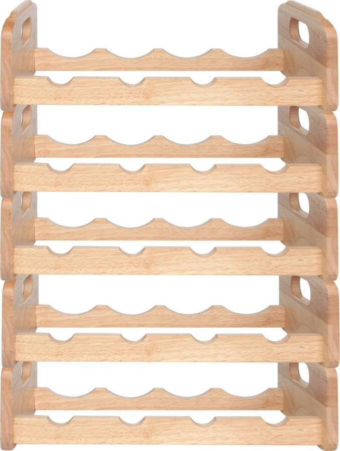 Cosy&Trendy Cosy & Trendy Wijnrek voor 4x flessen 5x hout kleur stapelbaar 45 x 22 x 12 cm