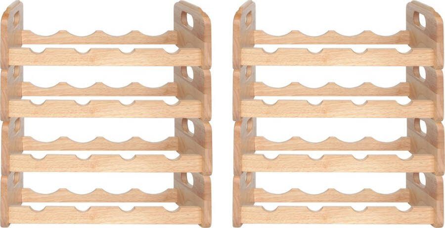 Cosy&Trendy Cosy & Trendy Wijnrek voor 4x flessen 8x hout kleur stapelbaar 45 x 22 x 12 cm