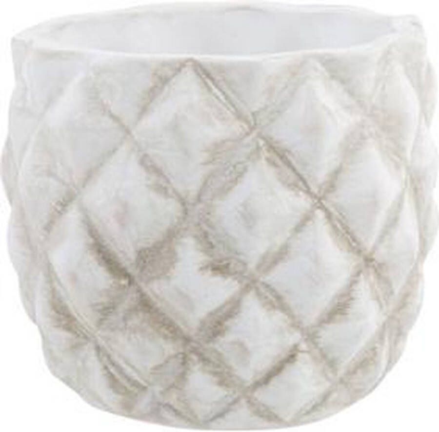 Cosy @ Home Bloempot Facet Washed Creme 13x13xh13cmrond