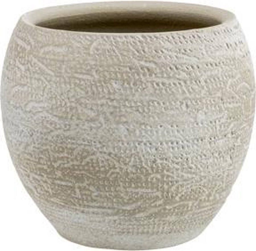 Cosy @ Home Bloempot Rough Wash Beige 14x14xh13cm Rond Conisch Aardewerk