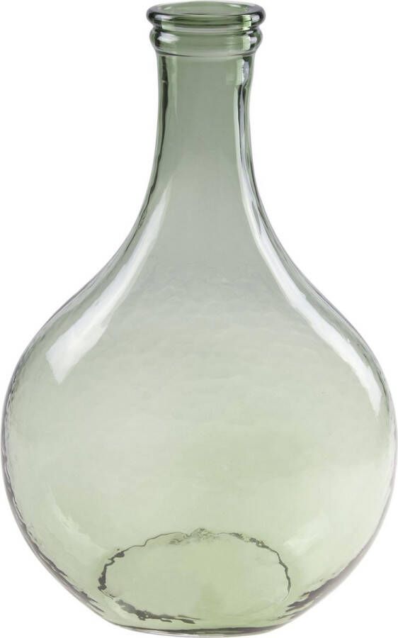 Cosy @ Home Fles model bloemenvaas vazen van glas in het groen met Hoogte 34 cm en diameter 21.5 11 cm Bloemen boeketten