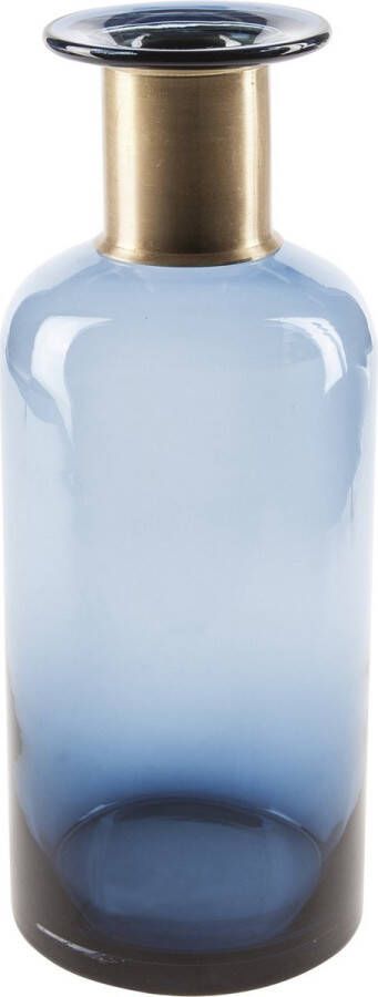 Cosy @ Home Cosy At Home Vaas Flesvormig Donkerblauw Glas 12 X 30 Cm