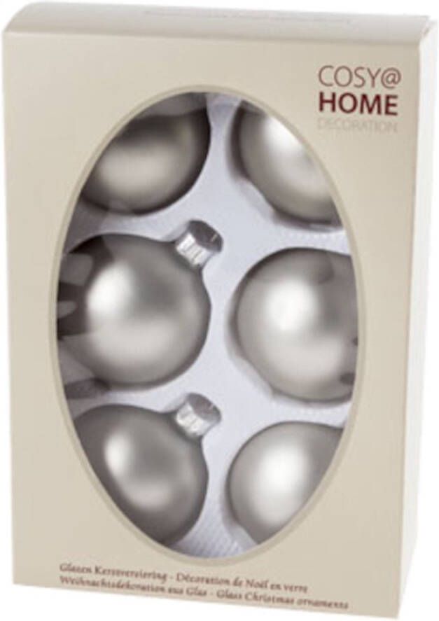 Cosy @ Home Kerstbal Glas Zilver Mat D7cm set 6