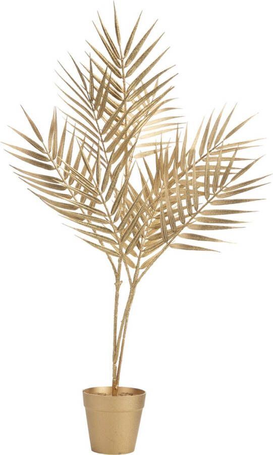 Cosy @ Home Kunstplant bamboo palm plant goud in kunststof pot H66 cm Woondecoratie kunstplanten
