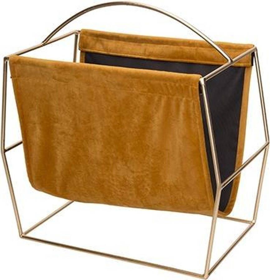 Cosy @ Home Magazinerek Velvet Oker 37x20x(H)37cm Metaal