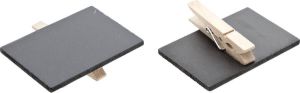 Cosy @ Home Set van 6x stuks memo krijtbordjes op houten knijper 6 x 4 cm Bruiloft huwelijk diner plaatsnaamhouders kaarthouders