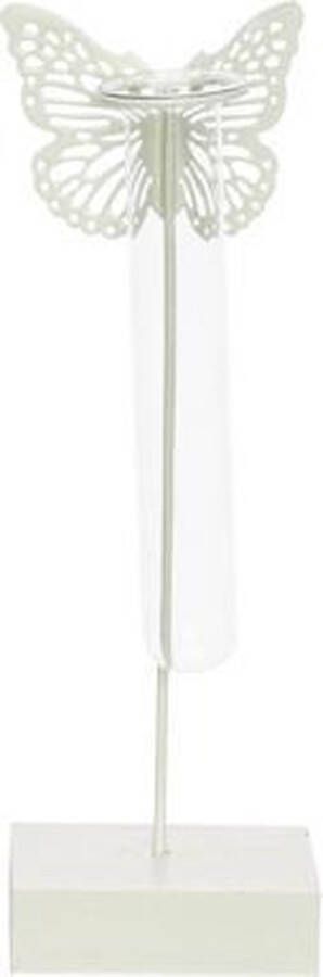 Cosy @ Home Vaas butterfly 1x glass tube d3 5-h15cmmint 8x8xh24cm rond metaal