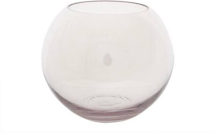 Cosy @ Home Vaas roze rond glas d18xh15cm