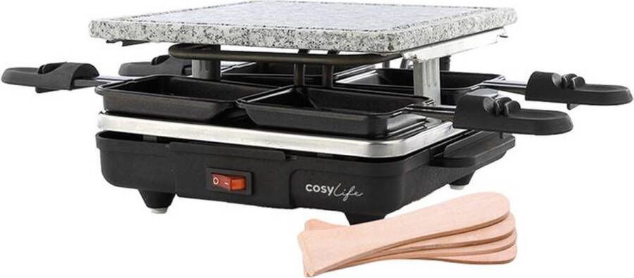 COSYLIFE Raclette multifunctioneel by ELECTRO DEPOT 4 personen + steen CL-R4P2