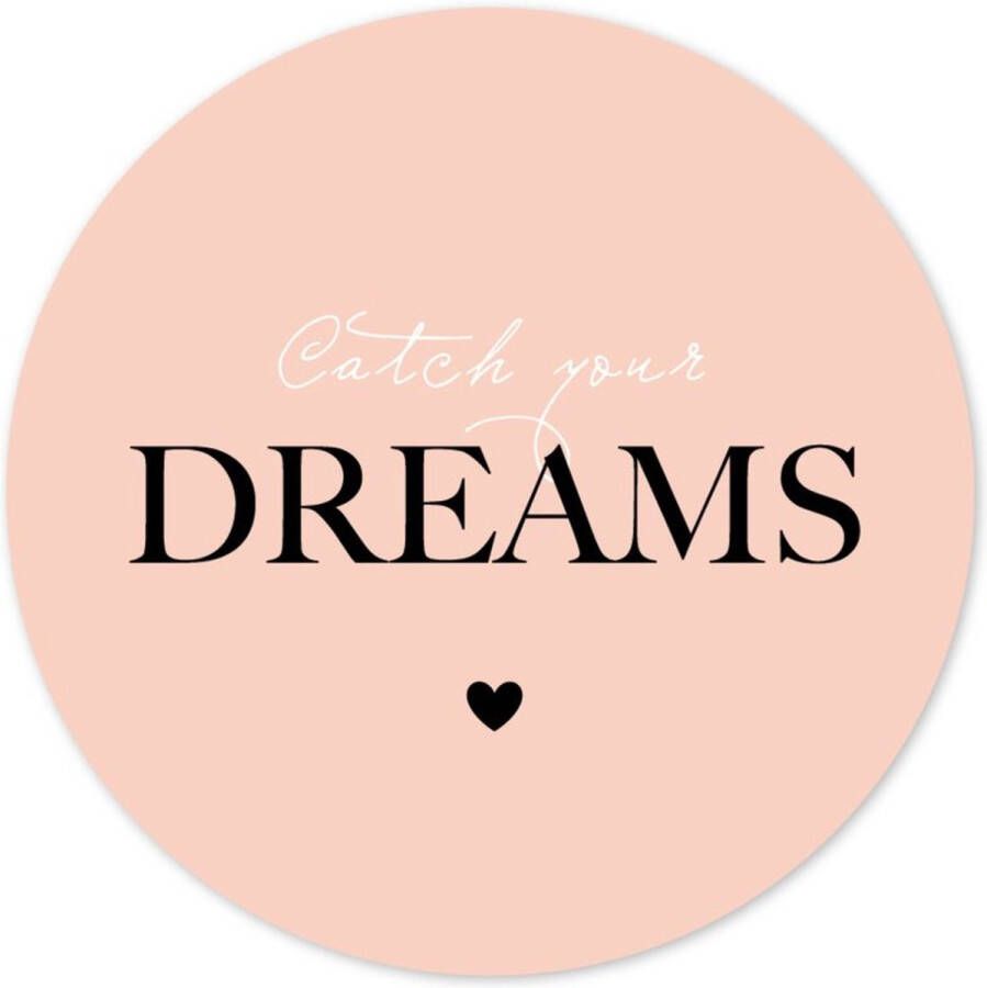 Coszy Muurcirkel wandcirkel tekst catch your dreams ⌀ 25 cm wanddecoratie ronde schilderijen roze wallcircle