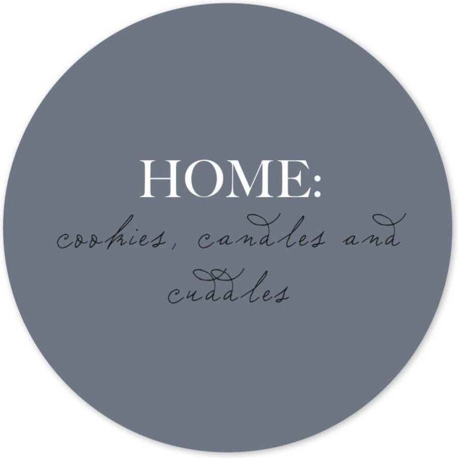 Coszy Muurcirkel wandcirkel tekst home cookies candles and cuddles ⌀ 25 cm wanddecoratie ronde schilderijen blauw wallcircle