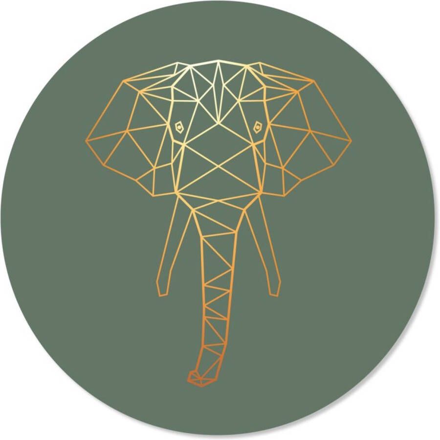 Coszy Wandcirkel muurcirkel binnen – geometrische olifant dieren groen ⌀ 60 cm wanddecoratie ronde schilderijen wallcircle