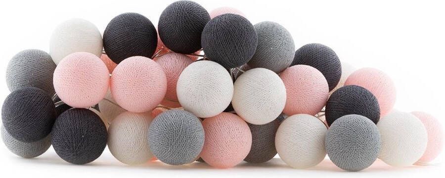 Cotton Ball Lights Lichtslinger Pink Grey – 50 Cotton Balls – Roze Grijs